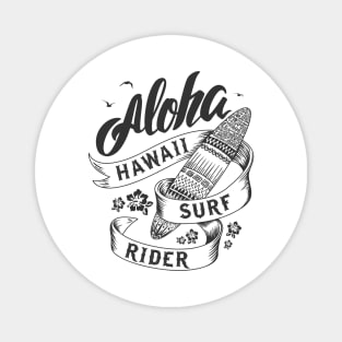 Aloha Hawaii Surf Rider - Black Text Magnet